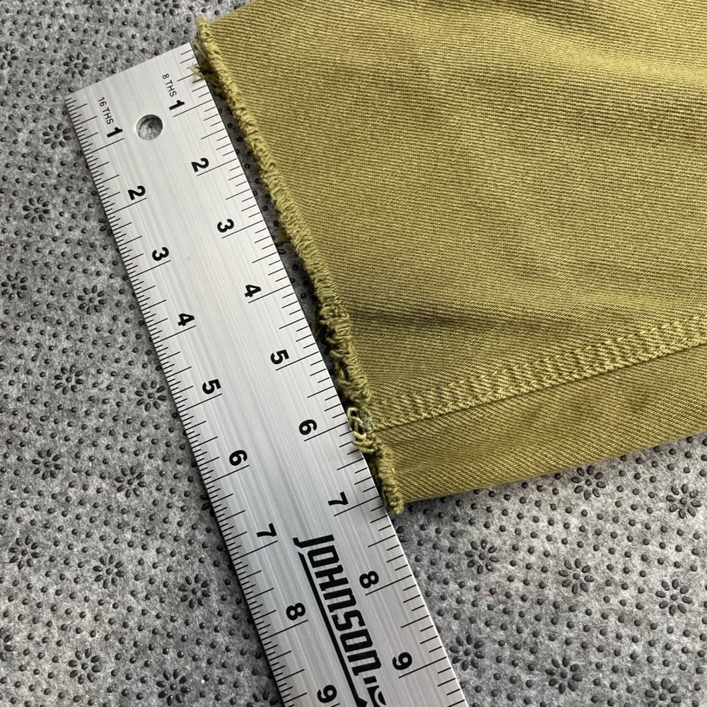 Vintage Edwin Slim Straight Leg Jeans Olive Green Cut Raw Hem High Rise W28 L25 - Picture 5 of 13